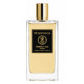 Mizensir Perfect Oud Parfum in a clear rectangular glass bottle with a gold cap and a black label, filled with a pale golden liquid, on a white background.