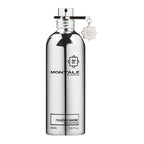 A silver bottle of Fougeres Marine Eau de Parfum by Montale with a metallic cap and a label indicating the fragrance name and brand.