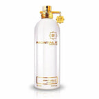 A white bottle of Montale Nepal Aoud Eau de Parfum with a gold cap and branding details.