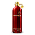 Red Montale Paris perfume bottle on a white background