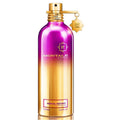 A bottle of Montale Sensual Instinct Eau de Parfum with a purple to gold gradient and a gold cap.