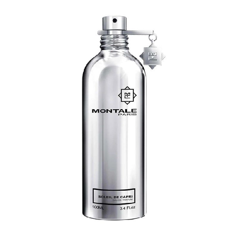 A spray bottle of Montale Soleil de Capri Eau de Parfum with a silver label and cap.