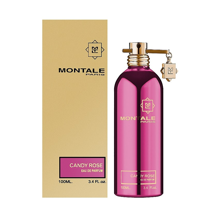 Montale Paris Candy Rose perfume bottle and packaging on a white background
