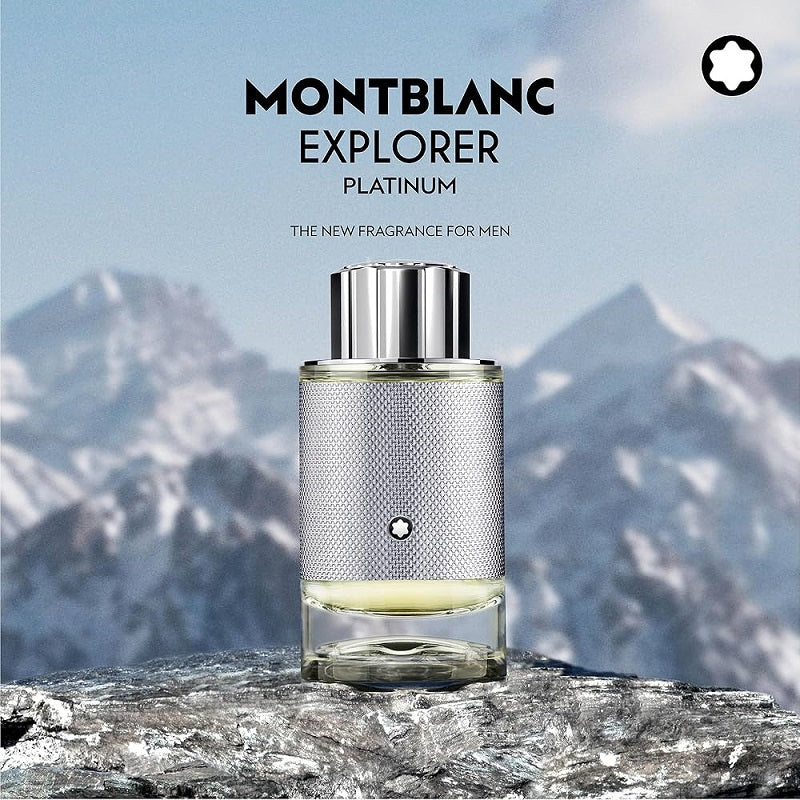 Montblanc Explorer Ultra Blue Men 60ml Eau de Parfum lifestyle image inspired by sparkling citrus, endless snow covered mountains with mineral freshness and contemporary adventurous elegance.