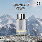 Montblanc Explorer Ultra Blue Men 60ml Eau de Parfum lifestyle image inspired by sparkling citrus, endless snow covered mountains with mineral freshness and contemporary adventurous elegance.