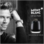 Montblanc Legend Men 100ml Eau de Parfum lifestyle image inspired by violet leaves, rich woods, leather and confident contemporary masculinity.