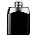 A bottle of Mont Blanc Legend Men Eau de Toilette with a black and silver design.