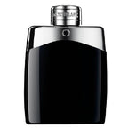 A bottle of Mont Blanc Legend Men Eau de Toilette with a black and silver design.