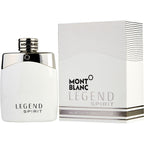A product image featuring a 30ml Eau De Toilette spray bottle and box for Mont Blanc Legend Spirit Men. The bottle is white with Mont Blanc branding, and the box is white with wavy lines design.
