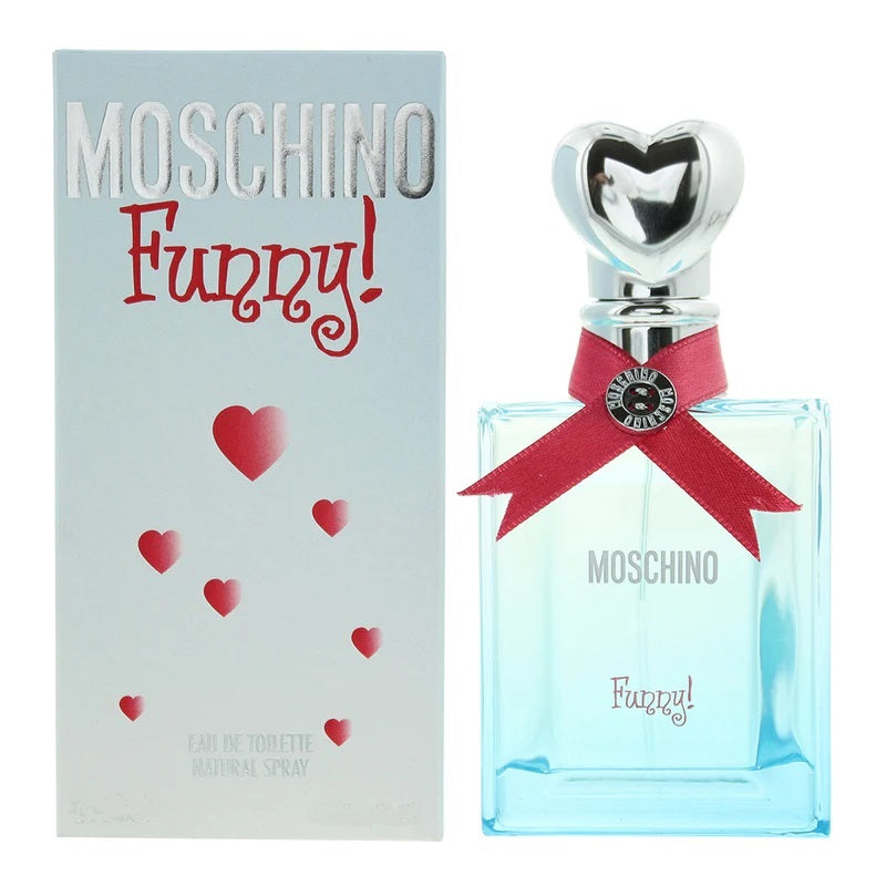 Pack Image: Moschino Funny! 50ml Eau de Toilette bottle and presentation box on a white background.