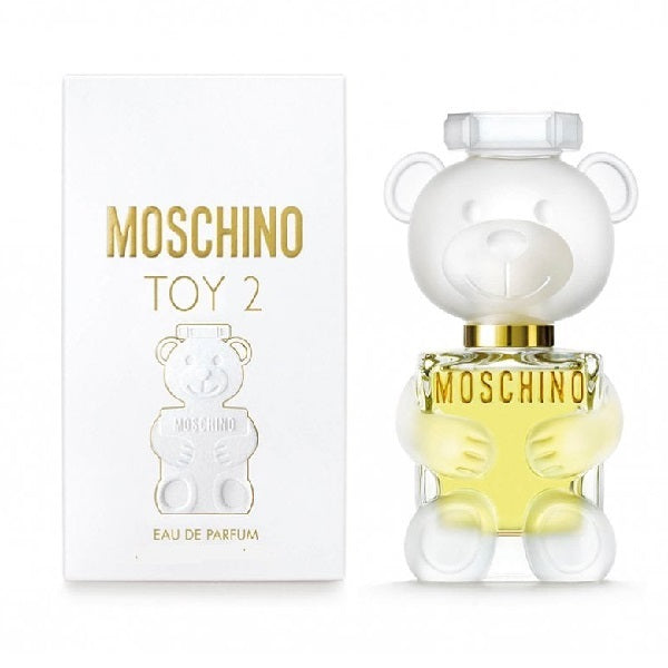 Moschino Toy 2 50ml Eau de Parfum bottle and presentation box on a white background.
