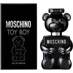 Moschino Toy Boy 50ml Eau de Parfum bottle and presentation box on a white background.
