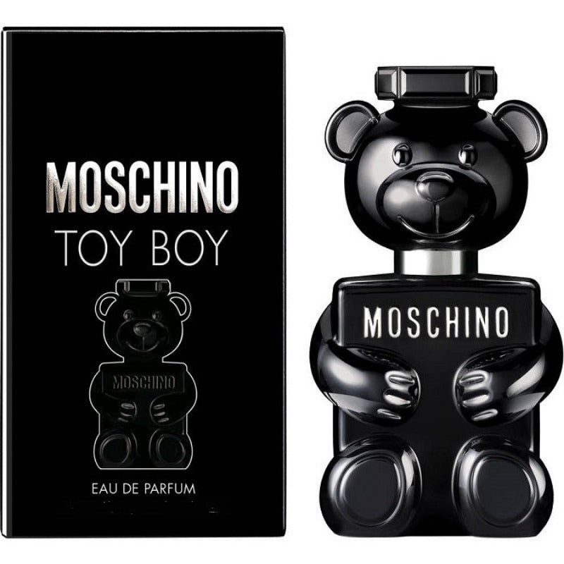 Moschino Toy Boy 50ml Eau de Parfum bottle and presentation box on a white background.