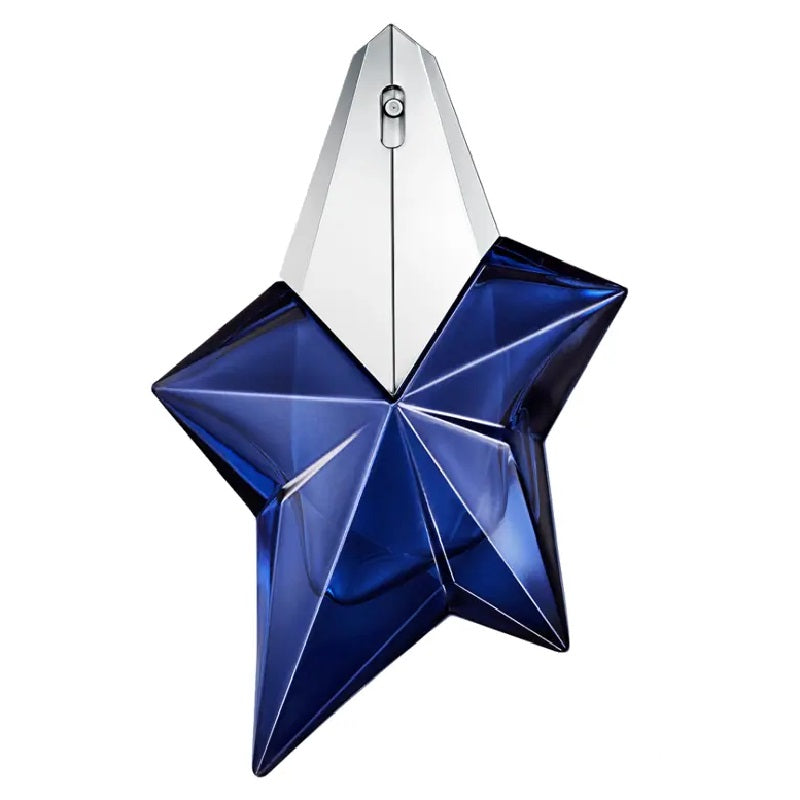 A navy blue star-shaped bottle of Angel Elixir Eau de Parfum by Mugler.