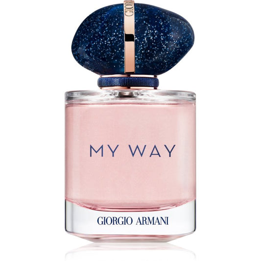 Perfume bottle labeled 'My Way' by Giorgio Armani on a white background