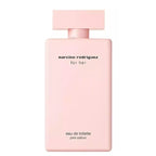 A pink bottle of Narciso Rodriguez for Her Eau de Toilette with a simple, elegant design.