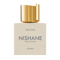Nishane Hacivat perfume bottle with gold cap on a white background