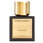Nishane Sède et Safran perfume bottle with gold cap on a white background