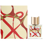 Product image showing a perfume bottle with a gold cap and a label that reads 'NISHANE'. Next to the bottle is a packaging with a red and white design.