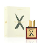 A product image featuring a 50ml bottle of Tuberoza Extrait De Parfum by Nishane, with a distinctive green and black packaging.