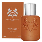 Packaging and bottle of Althaër Eau de Parfum by Parfums de Marly, displaying the brand emblem and the product information.
