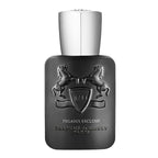 A matte black rectangular perfume bottle with a polished silver cap, featuring embossed horse and shield logos and the text 'PEGASUS EXCLUSIF PARFUMS DE MARLY PARIS' on a white background.