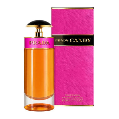 Prada Candy perfume bottle and packaging on a white background