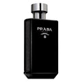 Black Prada Milano perfume bottle on a white background