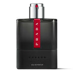 Black Prada perfume bottle with red label on a white background