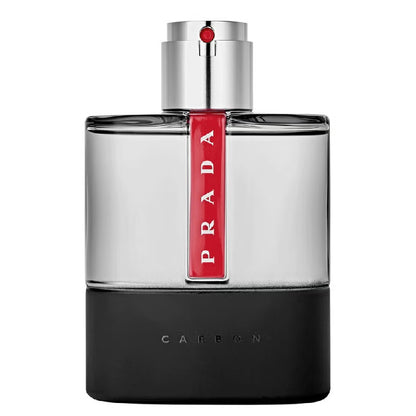 Prada Carbon perfume bottle on a white background