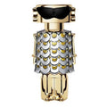 A bottle of Fame (80ml) Eau de Parfum by Paco Rabanne, featuring a design with gold and silver elements and a geometric pattern.