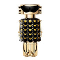Bottle Image: Fame Parfum 80 ml by Rabanne – iconic golden robot bottle symbolising innovation, femininity, and futuristic glamour