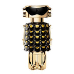 Bottle Image: Fame Parfum 80 ml by Rabanne – iconic golden robot bottle symbolising innovation, femininity, and futuristic glamour