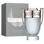 Paco Rabanne Invictus perfume bottle and packaging on a white background