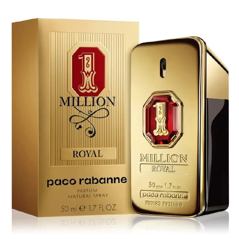 Paco Rabanne 1 Million Royal perfume bottle and packaging on a white background