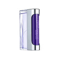 A spray bottle of Ultraviolet Man Eau de Toilette by Paco Rabanne, featuring a clear glass construction with a purple label and cap.