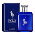 Pack Image: Ralph Lauren Polo Blue 125ml Eau de Toilette bottle and presentation box on a white background.
