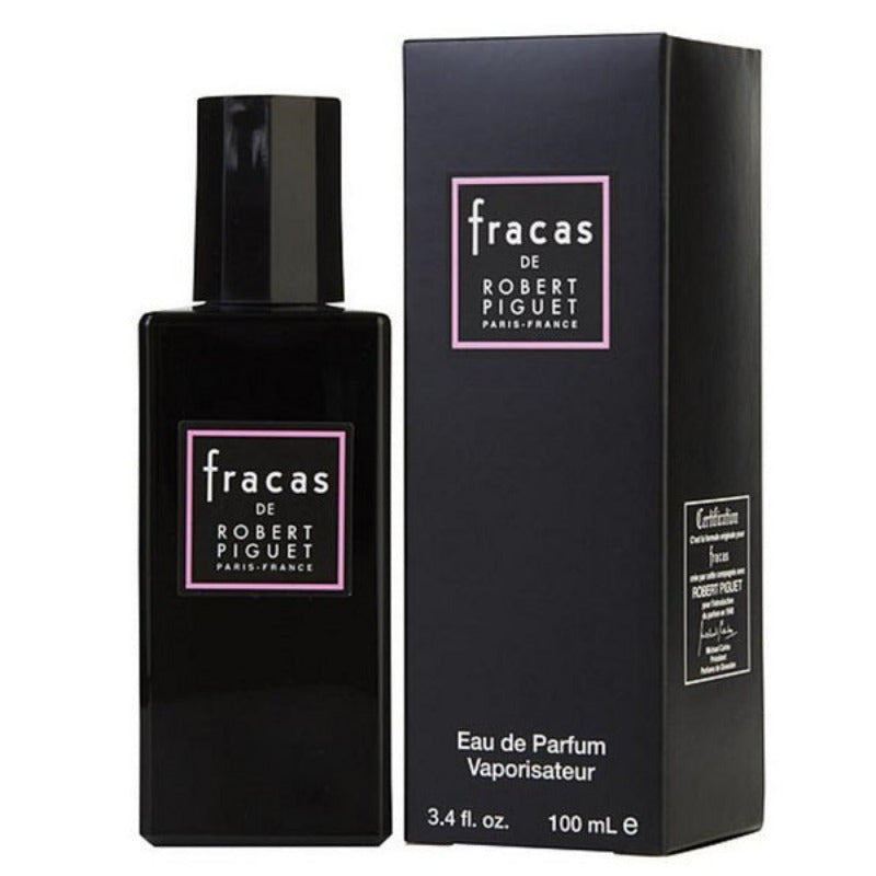 Pack Image: Robert Piguet Fracas 100ml Eau de Parfum bottle and presentation box on a white background.