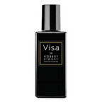 A black bottle of Visa perfume by Robert Piguet with a white label displaying the product name and brand.