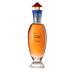 A bottle of Rochas Tocade Eau de Toilette with a clear liquid visible and a red cap on top.