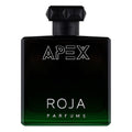 Black perfume bottle labeled 'Apex' by Roja Parfums on a white background