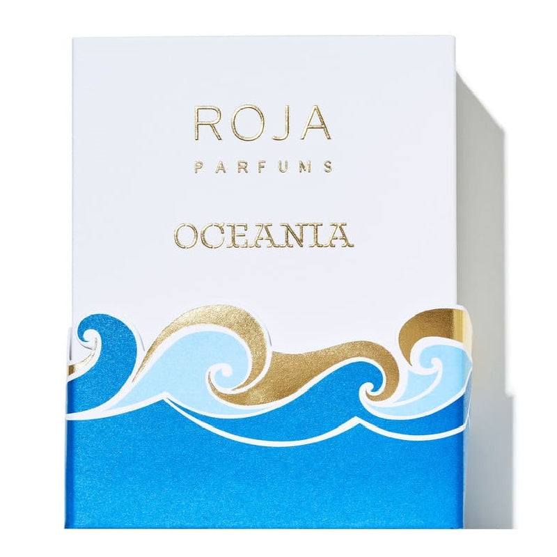 Roja Dove Oceania Parfum Essence 100ml bottle and presentation box on a white background.