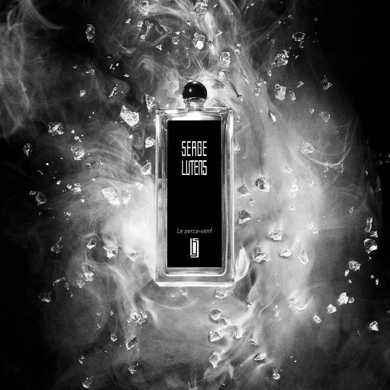L’Orpheline 50 ml Eau de Parfum by Serge Lutens – styled in a serene, monochrome setting evoking stillness, light, and poetic solitude.