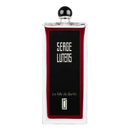 Bottle Image, La Fille de Berlin 50 ml Eau de Parfum bottle by Serge Lutens – sleek rectangular flacon filled with deep crimson liquid symbolising beauty and strength.