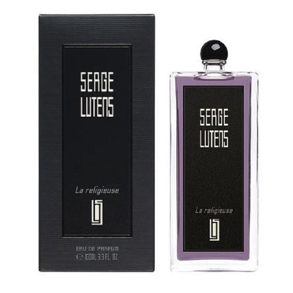 La Religieuse 50 ml Eau de Parfum by Serge Lutens – elegant black box and bottle pairing reflecting refined minimalism and spiritual depth.