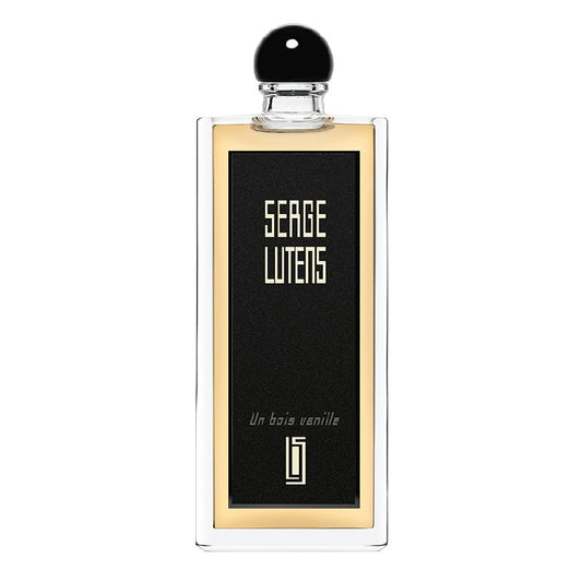 Bottle of Un Bois Vanille 50 ml Eau de Parfum bottle by Serge Lutens – sleek glass flacon expressing creamy warmth, elegance, and modern sensuality.