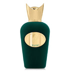 Green bottle of Sospiro Basso sitting on a white background