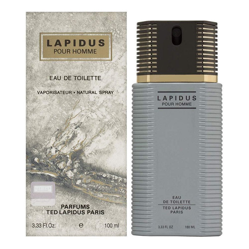 Lapidus pour Homme perfume bottle and packaging on a white background