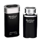 Black 'BlackSoul' Ted Lapidus perfume bottle and packaging on a white background