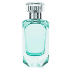 A bottle of Tiffany by Tiffany Eau de Parfum with a clear, faceted glass design and a silver cap.